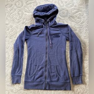Roots long zip up hoodie. Blue. Size small